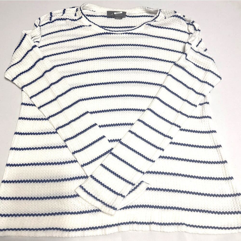 Anthropologie Stripped Women's Crewneck Sweater Whie/Blue Size Large - Picture 7 of 11